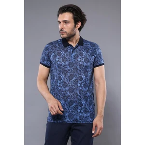 Erkek Çiçek Desenli Polo Yaka Slim Fit Tişört
