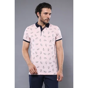 Erkek Çiçek Desenli Polo Yaka Slim Fit Tişört