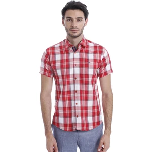 Erkek Sarı Slim Fit Ekose Desenli Pamuk Gömlek