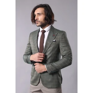 Erkek Tek Düğme Geniş Sivri Yaka Slim Fit Ceket