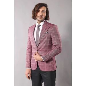 Erkek Tek Düğme Geniş Sivri Yaka Slim Fit Ceket
