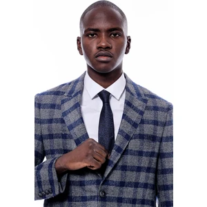 Ekose Sivri Yaka Slim Fit Taba Ceket