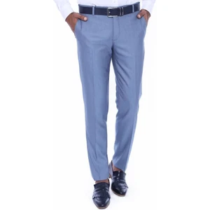Erkek Kendinden Desenli Slim Fit Kumaş Pantolon