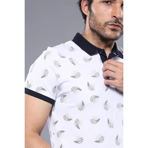 Erkek Çiçek Desenli Polo Yaka Slim Fit Tişört