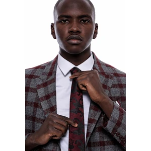 Ekose Sivri Yaka Slim Fit Taba Ceket