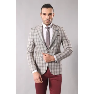 Erkek Tek Düğme Geniş Sivri Yaka Slim Fit Ceket