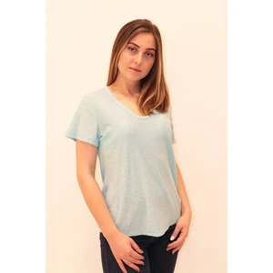 Kadın Organik V Yaka Lacivert T-Shirt