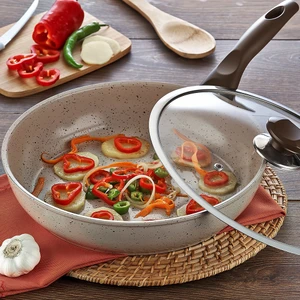 Safran Granit Cam Kapaklı Sote Tava 28 cm.