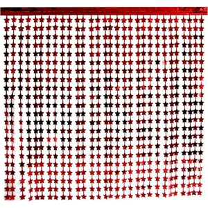 Event Party Store Püsküllü Perde Kırmızı Yıldız Modeli 91CM x 240CM