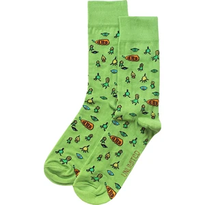 Unlimited Legwear Hayal Gücü Merkezi Derneği Çocukarın Çizimlerinden Uzaylılar ve Ananas Yeşil Erkek Çorabı