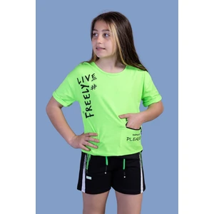 Toontoy Kids Toontoy Kız Çocuk Cep Detaylı Baskılı Şortlu Takım