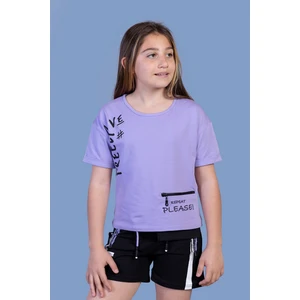 Toontoy Kids Toontoy Kız Çocuk Cep Detaylı Baskılı Şortlu Takım