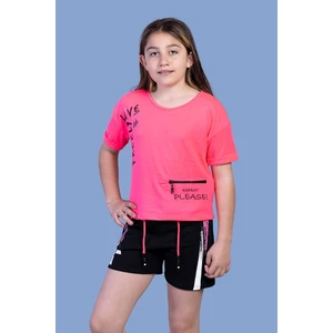 Toontoy Kids Toontoy Kız Çocuk Cep Detaylı Baskılı Şortlu Takım