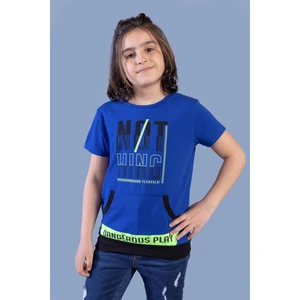 Toontoy Kids Toontoy Erkek Çocuk Kanguru Cepli Neon Baskılı Tişört