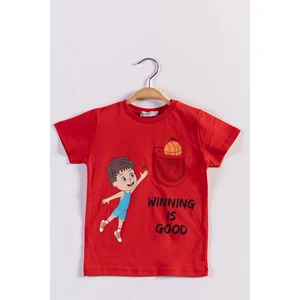 Toontoy Kids Toontoy Erkek Çocuk Cep Detaylı Baskılı Tişört