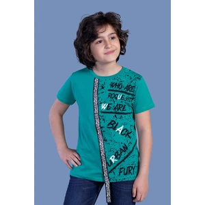 Toontoy Kids Toontoy Erkek Çocuk Şerit Detaylı Baskılı Tişört