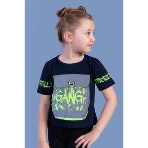 Toontoy Kids Toontoy Kız Çocuk Cebi Reflektör Detaylı Baskılı Tişört