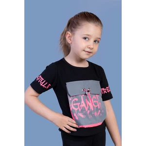 Toontoy Kids Toontoy Kız Çocuk Cebi Reflektör Detaylı Baskılı Tişört