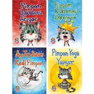 Kedi Pimpom 'Un Maceraları Set / 6 + Yaş / 4 Kitap / Set / Yağmur Çocuk
