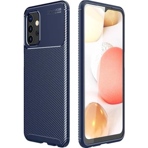 Case 4U A32 4G Uyumlu Kılıf Rugged Armor Karbon Desenli Lüx Negro Silikon Arka Kapak Lacivert