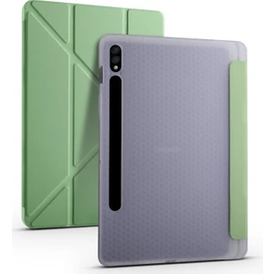 Galaxy Tab S7 T870 Kılıf Kalem Bölmeli  Smart Standlı Tablet Kılıfı Açık Yeşil