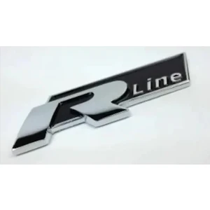 Volkswagen R-Line Metal Logo-Silver-Black