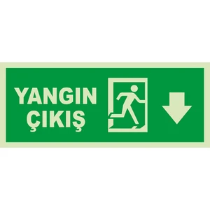 - Yangın Çıkışı Aşağı Ok Lümen Folyo Levhası - Dekote Malzeme 19.5X8CM