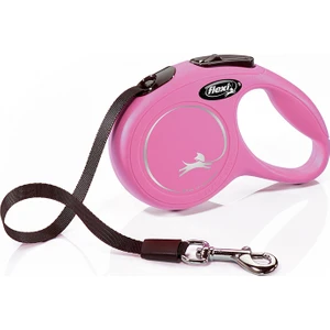 Pembe New Classic Şeritli Otomatik Gezdirme Tasması 3m Xsmall