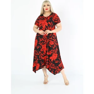 Yazlık Kısa Kol Asimetrik Penye Viskon Elbise