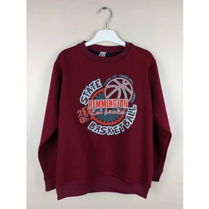 Erkek Garson Baskılı Bordo Pamuklu Sweatshirt