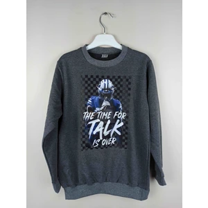 Erkek Garson Baskılı Antrasit Pamuklu Sweatshirt