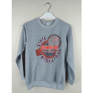Erkek Garson Baskılı Gri Pamuklu Sweatshirt
