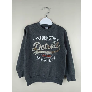 Erkek Çocuk Baskılı Antrasit Pamuklu Sweatshirt