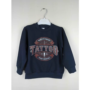 Erkek Çocuk Baskılı Lacivert Pamuklu Sweatshirt