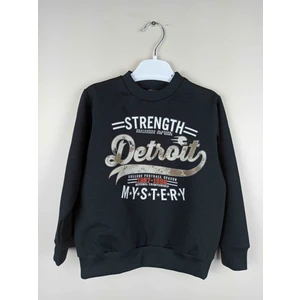 Erkek Çocuk Baskılı Siyah Pamuklu Sweatshirt