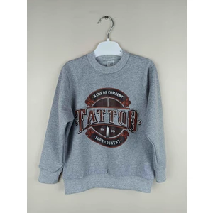 Erkek Çocuk Baskılı Gri Pamuklu Sweatshirt