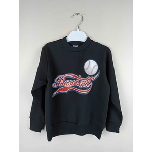 Erkek Çocuk Baskılı Siyah Pamuklu Sweatshirt