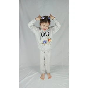 Kız Garson Gri Baskılı Pamuklu Eşofman Takımı