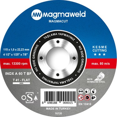 Magmaweld Magmacut Inox Kesici Disk 115X1.0X22.23MM Fiyatı