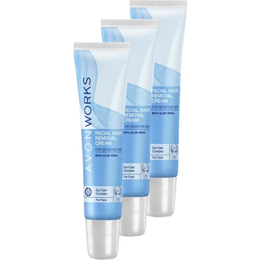 Avon Works Yüz İçin Tüy Dökücü Krem 3'lü Set 15 ml Hassas Ciltler için İpek Gibi