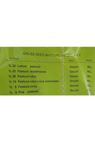 Grass Seed 7 Günde Çimlenen Üzerine Basılabilir 6'lı Karışım Çim Tohumu -1 kg