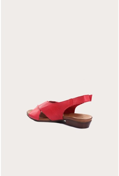 Bueno Shoes Kırmızı Deri Kadın Düz Sandalet