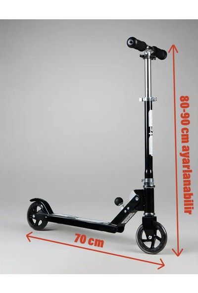 Smart Scoo Smart 125MM Isviçre Patentli Katlanabilir Siyah Ultra Hafif Aliminyum Çocuk Scooter