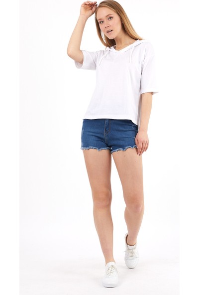 Kadın Arkası Uzun Kapüşonlu Oversize T-Shirt