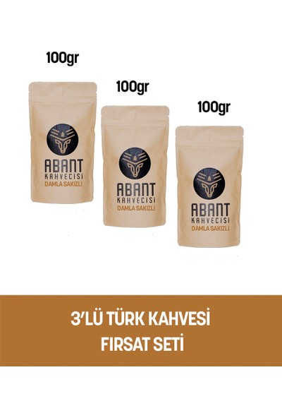 (3X100GR) 3'lü Damla Sakızlı Türk Kahvesi Lezzet Seti