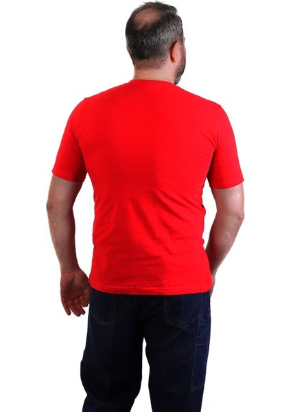 Eserıs V Yaka Kısa Kol Iş Tişörtü - Cepli - Regular Fit Kırmızı S