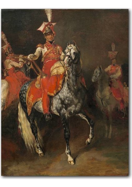 Ahşap Tablo At Sırtında Napolyon ve Trompetçiler
