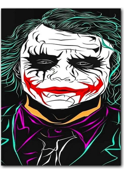 Ahşap Tablo Joker Neon Çizim