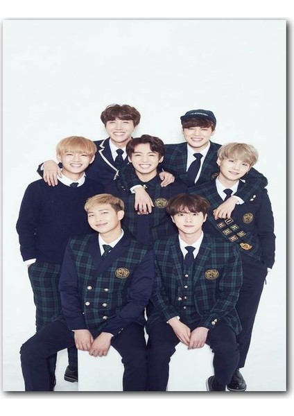 Ahşap Tablo Bts Koreli Gençler Mutluluk Pozları