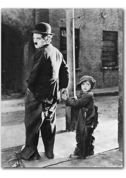 Ahşap Tablo The Kid Charles Chaplin ve Jackie Coogan